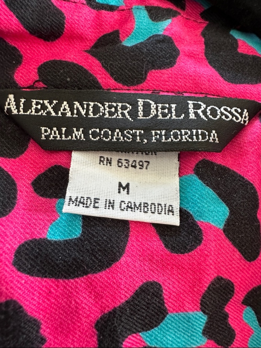 Alexander Del Rossa Pink & Teal Leopard Button-Up shirt dress - Picture 3 of 4